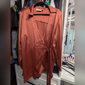 Anthropologie Moulinette Soeurs Spice Satin Toe Waist Blouse Size Medium